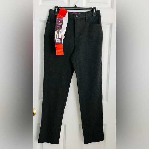 GLORIA VANDERBILT AMANDA WOMEN'S PANTS SIZE 8 GREY KNIT HIGH RISE, CLASSIC FIT - Picture 4 of 11